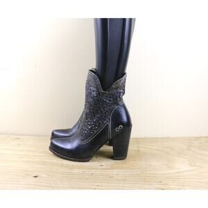 Bed Stu Boots Womens 10 Black Leather Irma Ankle Perforated Laser Cut 4"